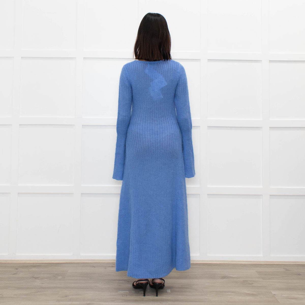 Ganni Cornflower Blue Mohair Knit Maxi Dress