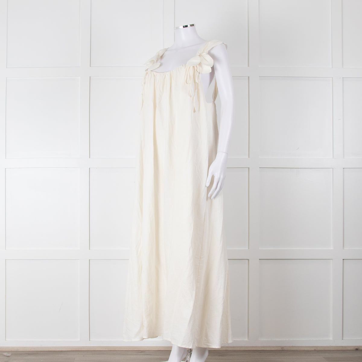 Farm Rio White Linen Maxi Strap Dress