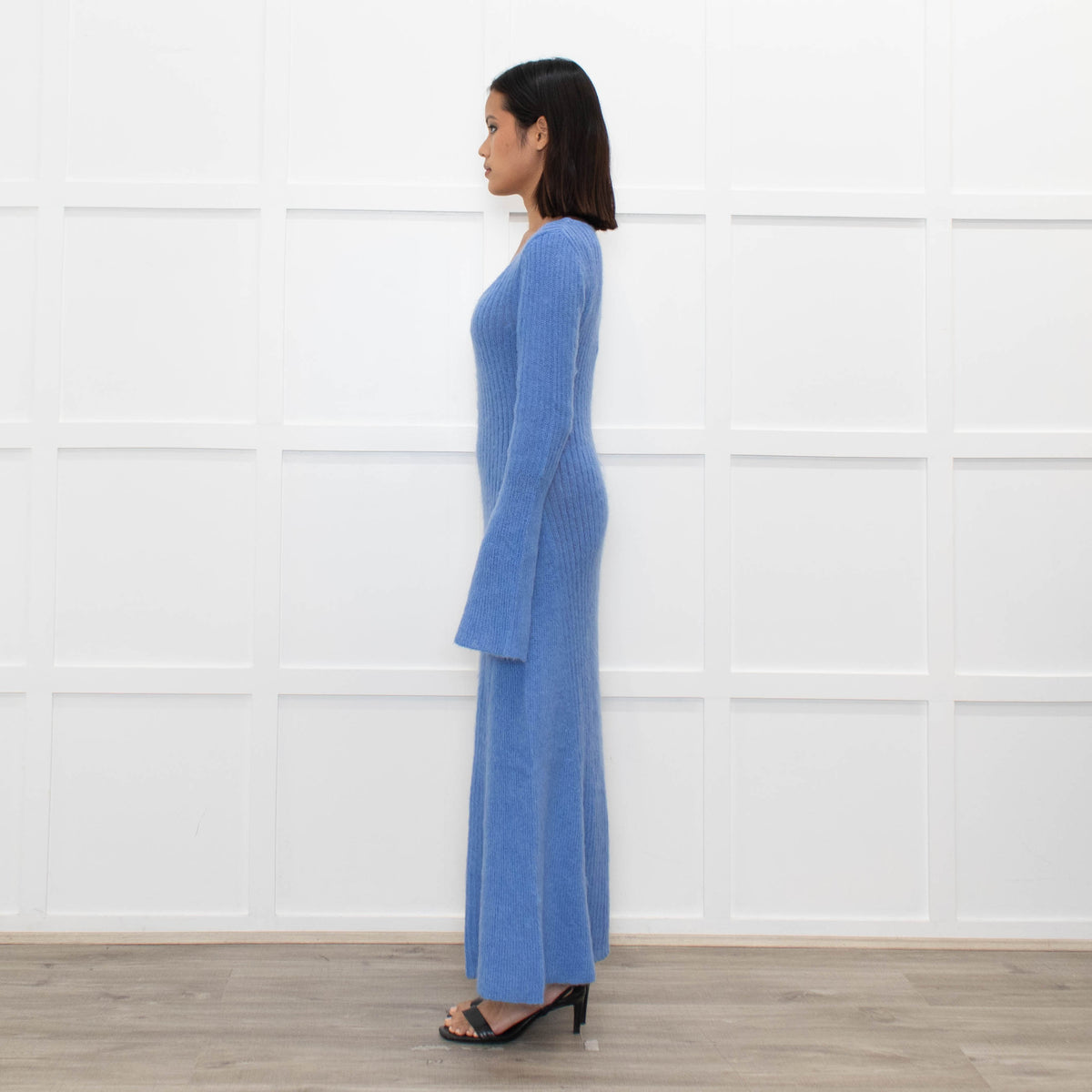 Ganni Cornflower Blue Mohair Knit Maxi Dress
