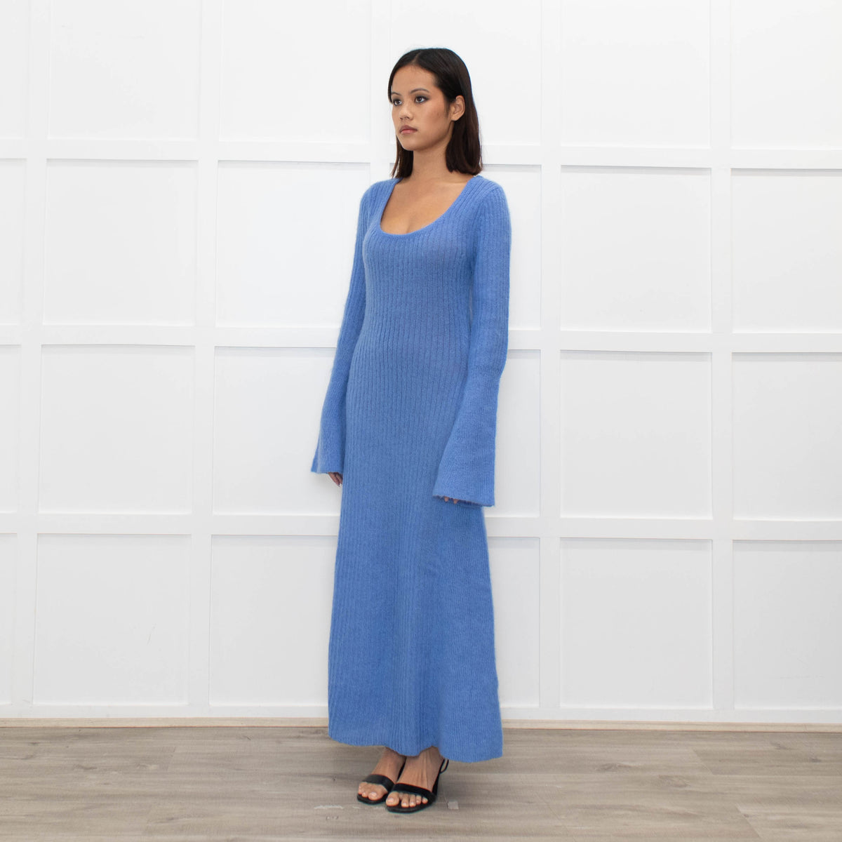 Ganni Cornflower Blue Mohair Knit Maxi Dress