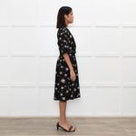 Preen By Thornton Bregazzi Black Pink Floral Midi Dress