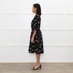 Preen By Thornton Bregazzi Black Pink Floral Midi Dress