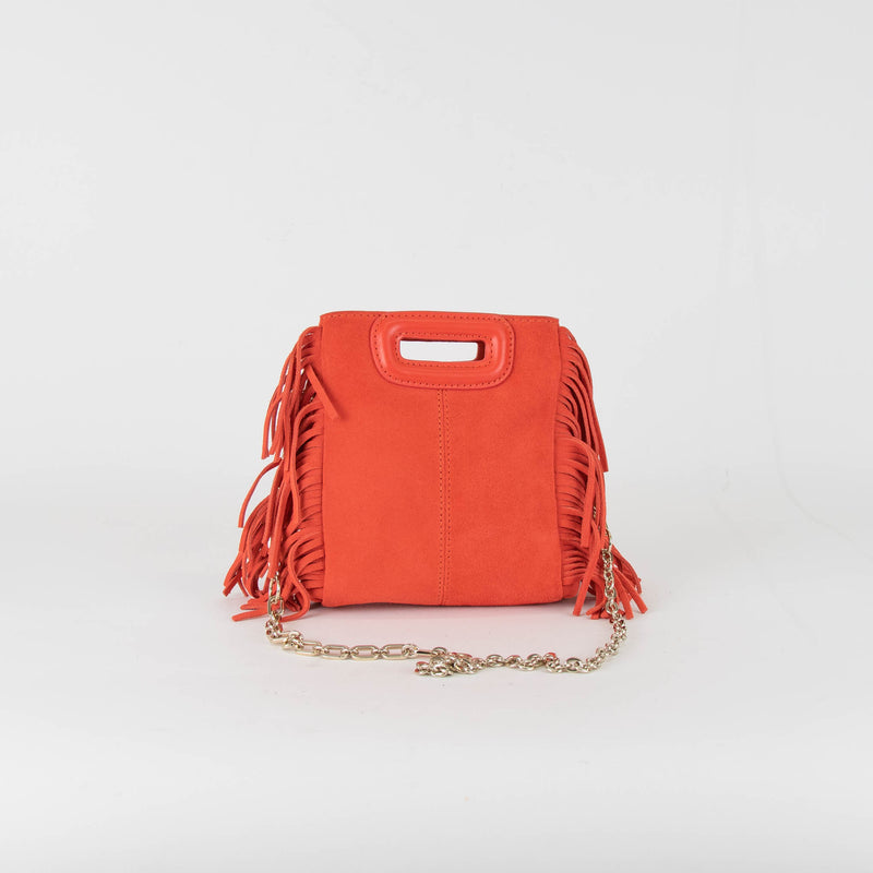 Maje Red Orange Suede Tassell Bag