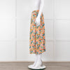 Sezane Cream Orange Green Floral Midi Skirt