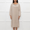 Fabiana Filippi Beige Chain Trim Merino Wool Knit Dress