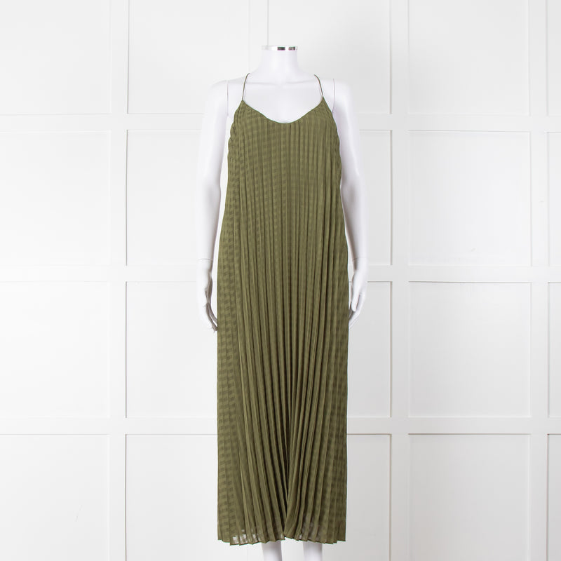 Scotch and Soda Khaki Plisse Maxi Dress