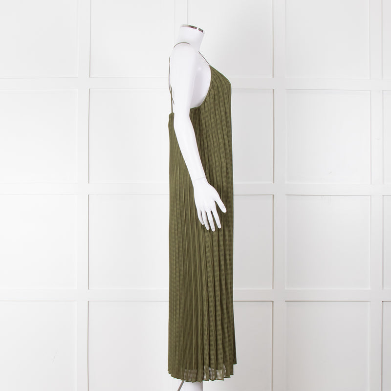 Scotch and Soda Khaki Plisse Maxi Dress