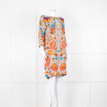 Temperley Grey Orange Floral Silk Tunic Dress