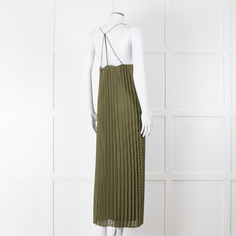 Scotch and Soda Khaki Plisse Maxi Dress