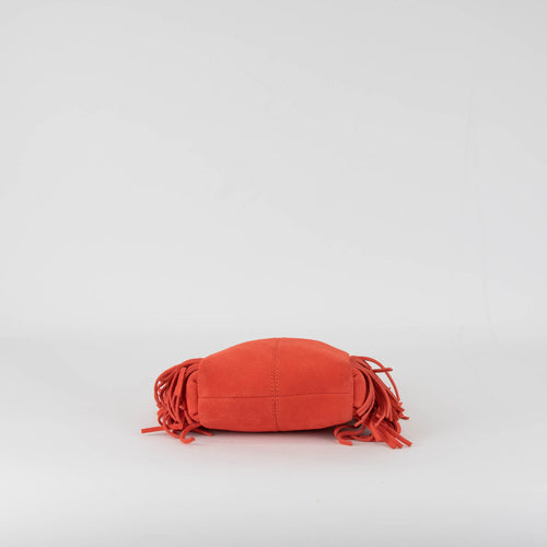 Maje Red Orange Suede Tassell Bag