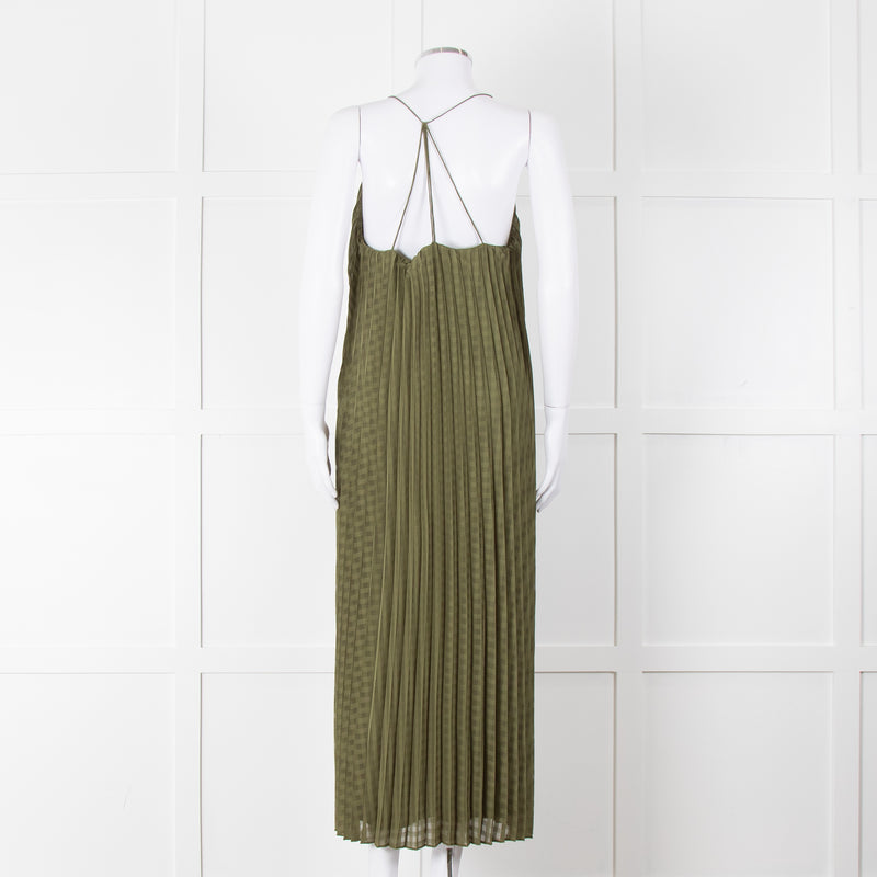 Scotch and Soda Khaki Plisse Maxi Dress