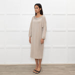 Fabiana Filippi Beige Chain Trim Merino Wool Knit Dress