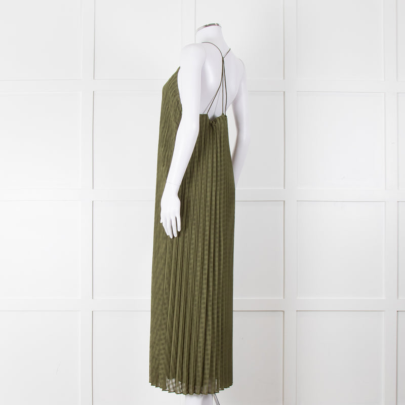 Scotch and Soda Khaki Plisse Maxi Dress