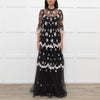 Needle & Thread Grey White Embroidery Tiered Net Maxi Dress