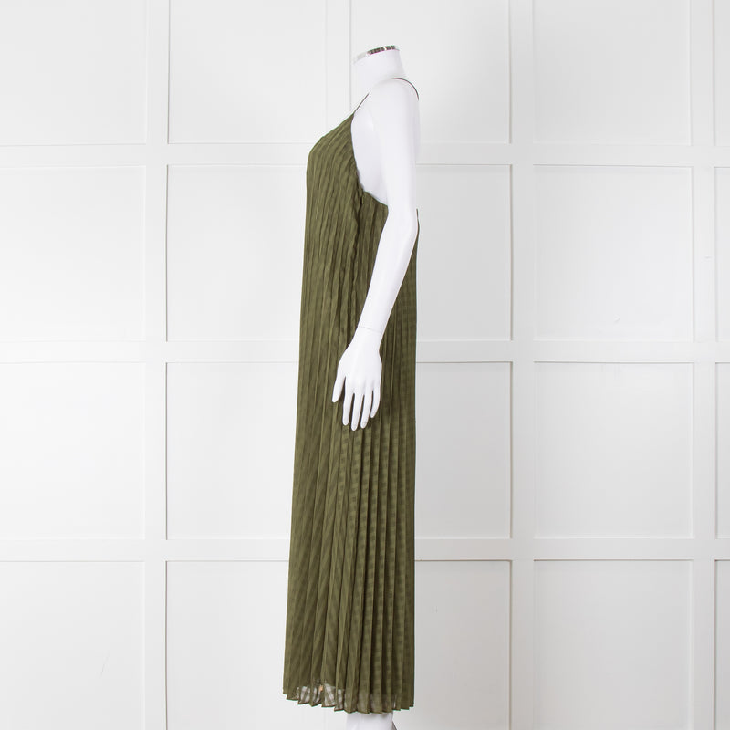 Scotch and Soda Khaki Plisse Maxi Dress