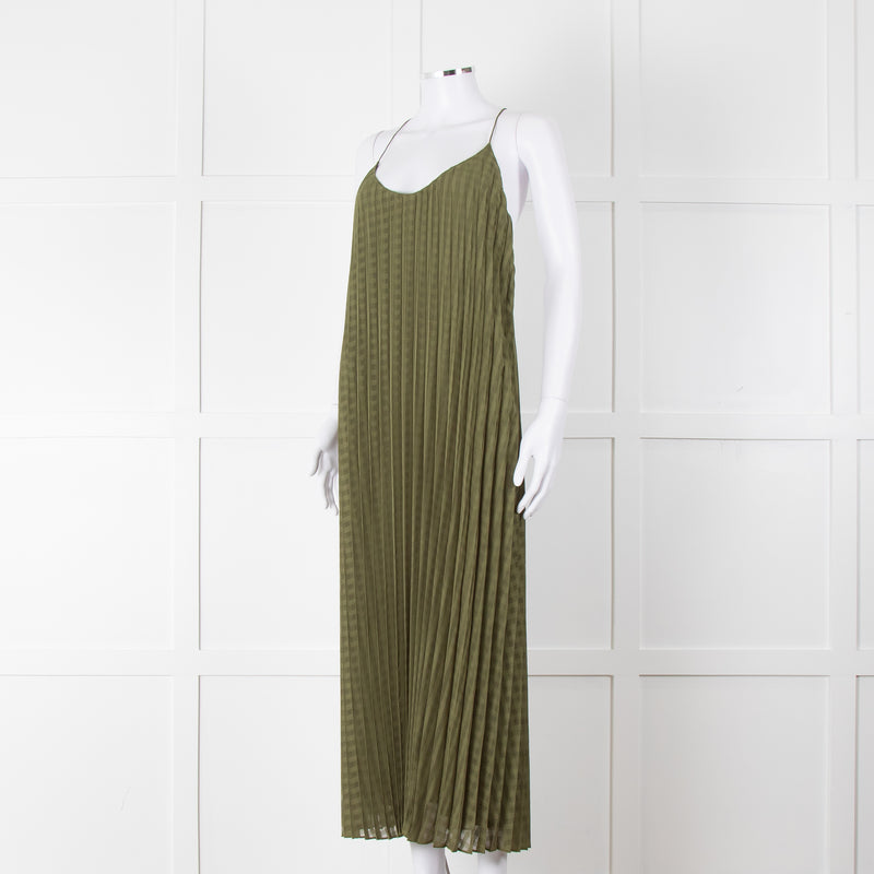 Scotch and Soda Khaki Plisse Maxi Dress