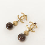 Chanel Champagne Gold CC  Drop Earrings