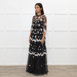 Needle & Thread Grey White Embroidery Tiered Net Maxi Dress
