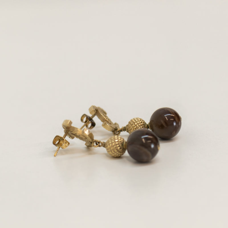 Chanel Champagne Gold CC  Drop Earrings