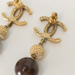 Chanel Champagne Gold CC  Drop Earrings