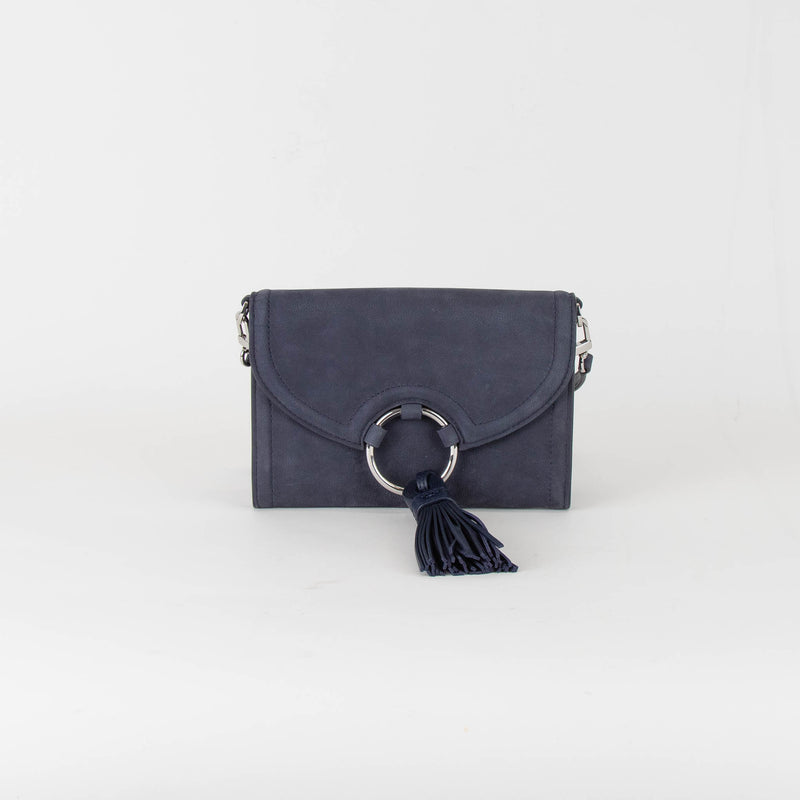 Tory Burch Navy Suede Tassell Crossbody Bag