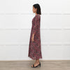 Libelula Black Pink Cream Floral Silk Midi Dress