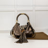 Gucci Pewter Metallic Snake Skin Babouska Indy Hobo Bag