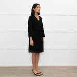 Diane Von Furstenberg Black Embellished Half Lace Wrap Dress