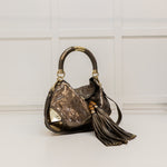 Gucci Pewter Metallic Snake Skin Babouska Indy Hobo Bag