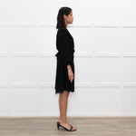 Diane Von Furstenberg Black Embellished Half Lace Wrap Dress