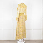 Zadig & Voltaire Yellow Blue Floral Frill Trim Maxi Dress