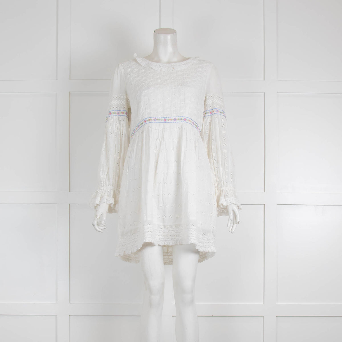 LoveShackFancy White Broderie Anglaise Mini Dress