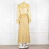 Zadig & Voltaire Yellow Blue Floral Frill Trim Maxi Dress