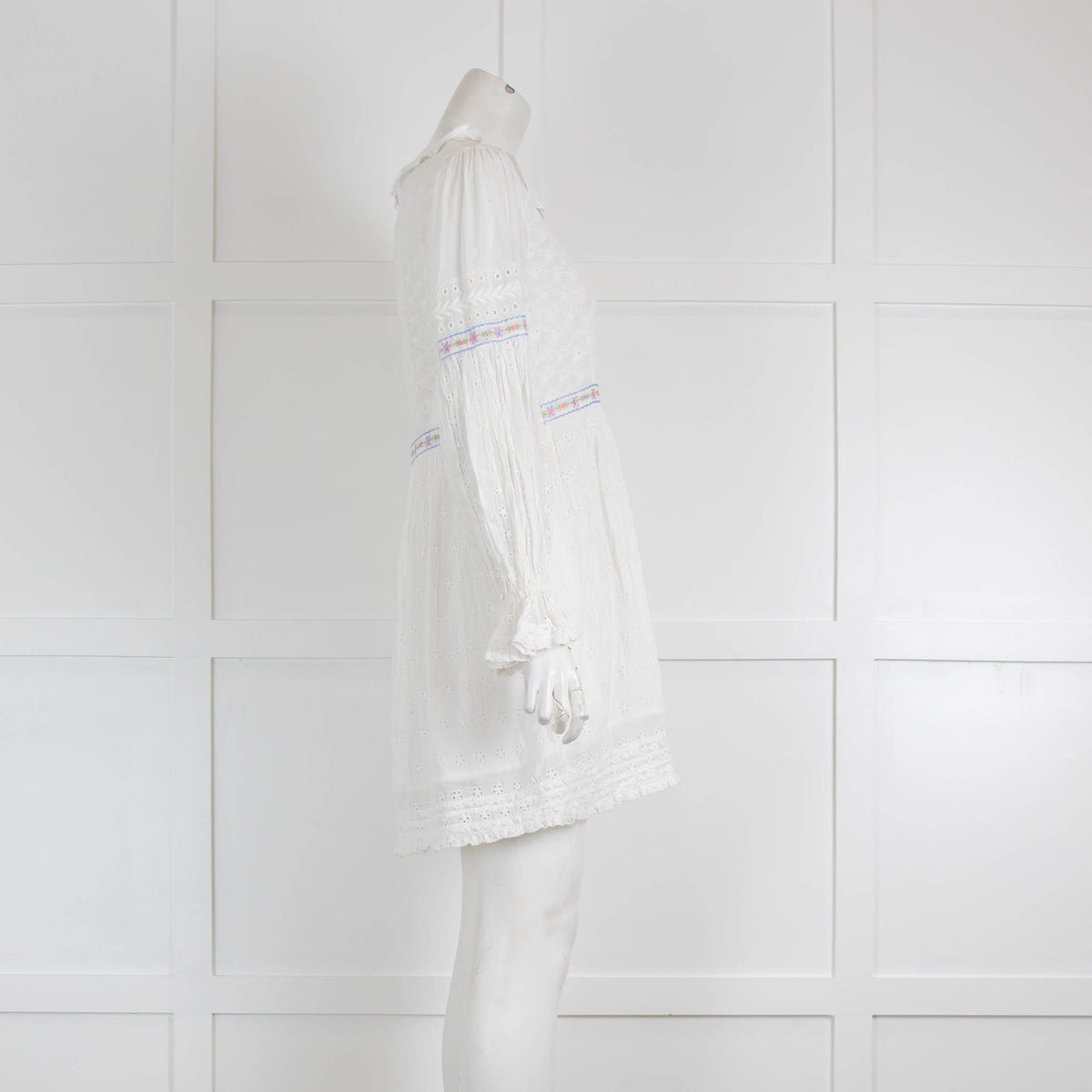 LoveShackFancy White Broderie Anglaise Mini Dress