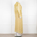Zadig & Voltaire Yellow Blue Floral Frill Trim Maxi Dress