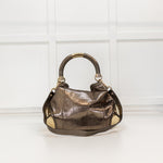 Gucci Pewter Metallic Snake Skin Babouska Indy Hobo Bag