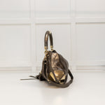 Gucci Pewter Metallic Snake Skin Babouska Indy Hobo Bag