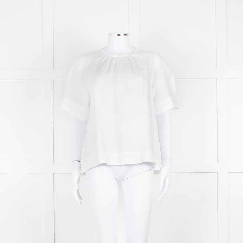 Amina Rubinacci White Linen Short Sleeve Top