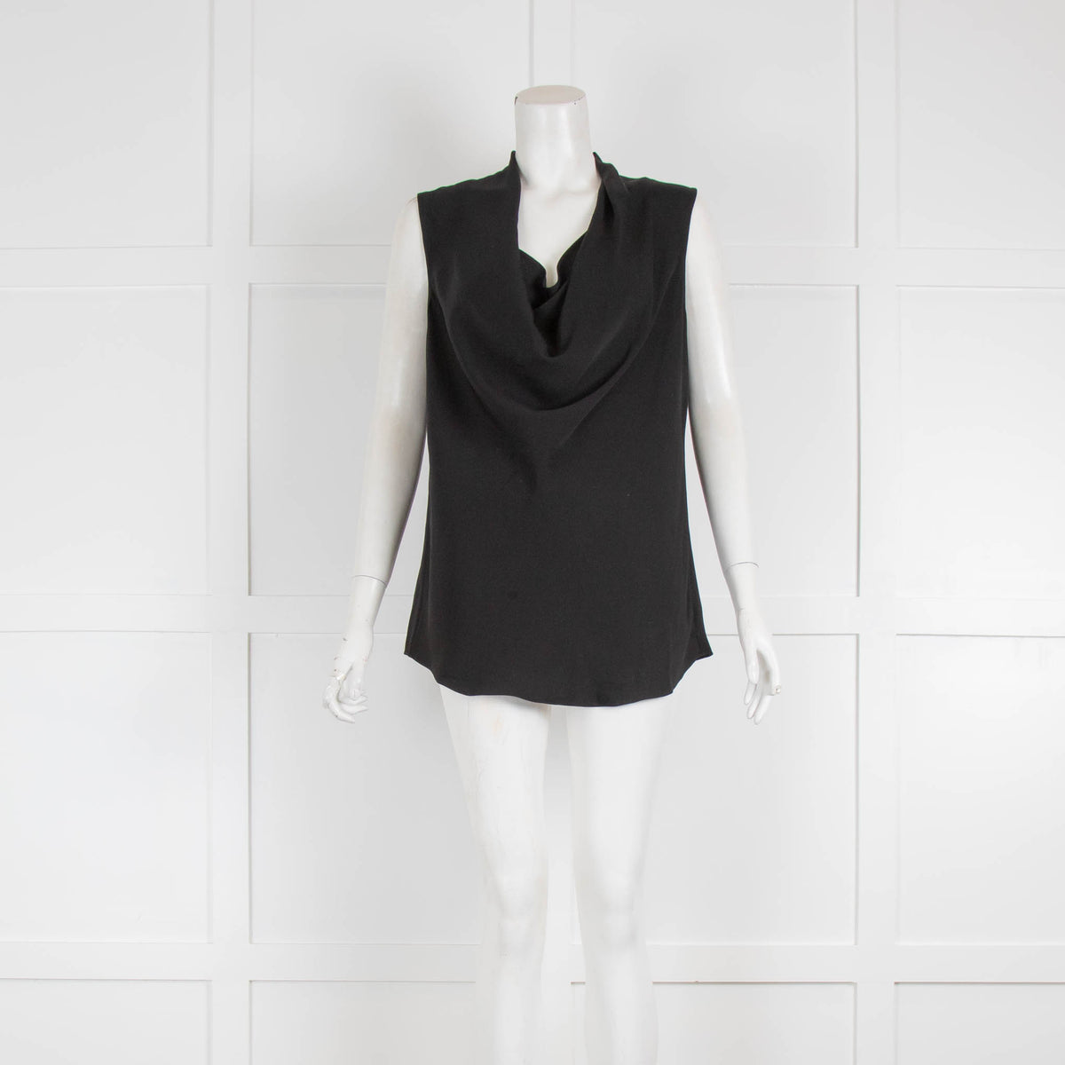 Theory Black Silk & Spandex Top with Cowl Neck