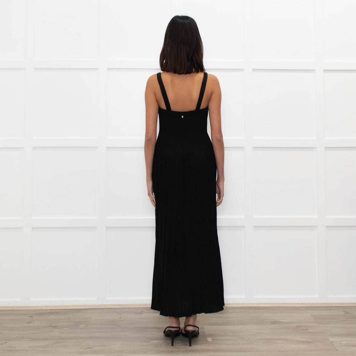 Zimmermann Black Pleated Sleeveless Knit Long Dress