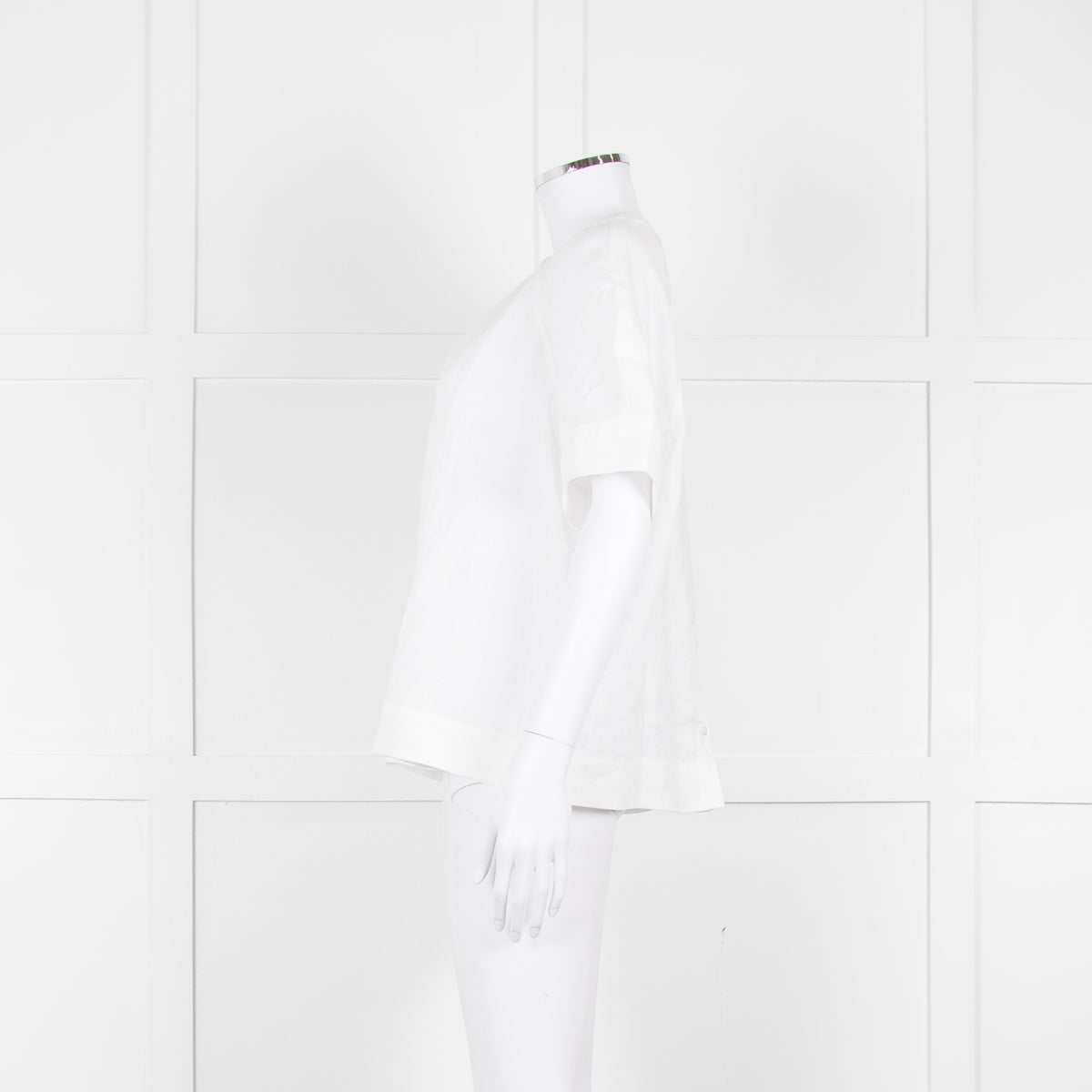 Amina Rubinacci White Linen Short Sleeve Top