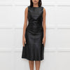 Iris & Ink Black Leather Sleeveless Dress