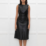 Iris & Ink Black Leather Sleeveless Dress