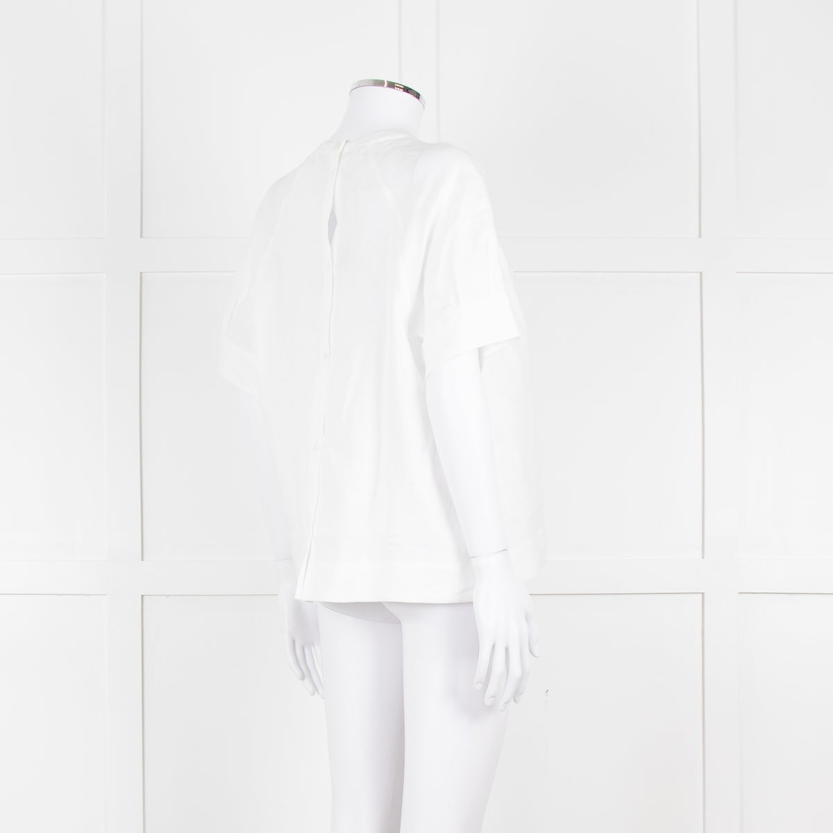 Amina Rubinacci White Linen Short Sleeve Top