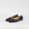 Chanel Navy Black Toe Flat Ballerinas Shoes