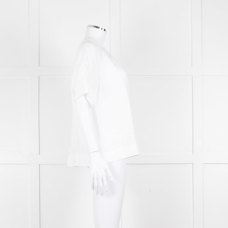 Amina Rubinacci White Linen Short Sleeve Top