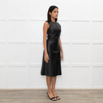 Iris & Ink Black Leather Sleeveless Dress