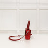 Wicker Wings Red Wicker Crossbody With Red Leather Flap