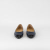 Chanel Navy Black Toe Flat Ballerinas Shoes