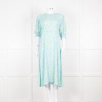 Faithfull The Brand Pale Blue Yellow Floral Frill Detail Maxi Dress